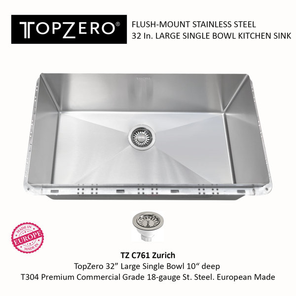 TopZero 32"L x 18"W Flush Mount Kitchen Sink Wayfair
